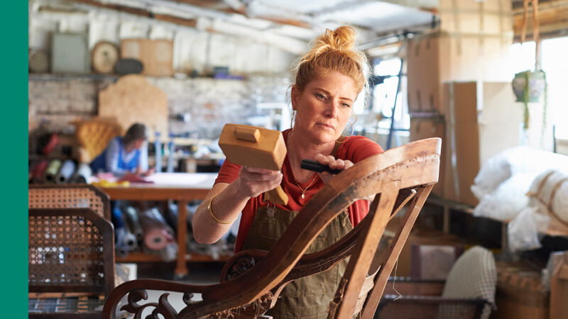 Sole trader working with hand tools